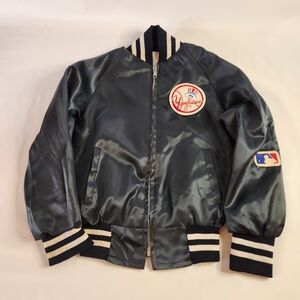 Vintage 70's Youth New York Yankees Authentic MLB Satin Jacket Sz 7 Baseball